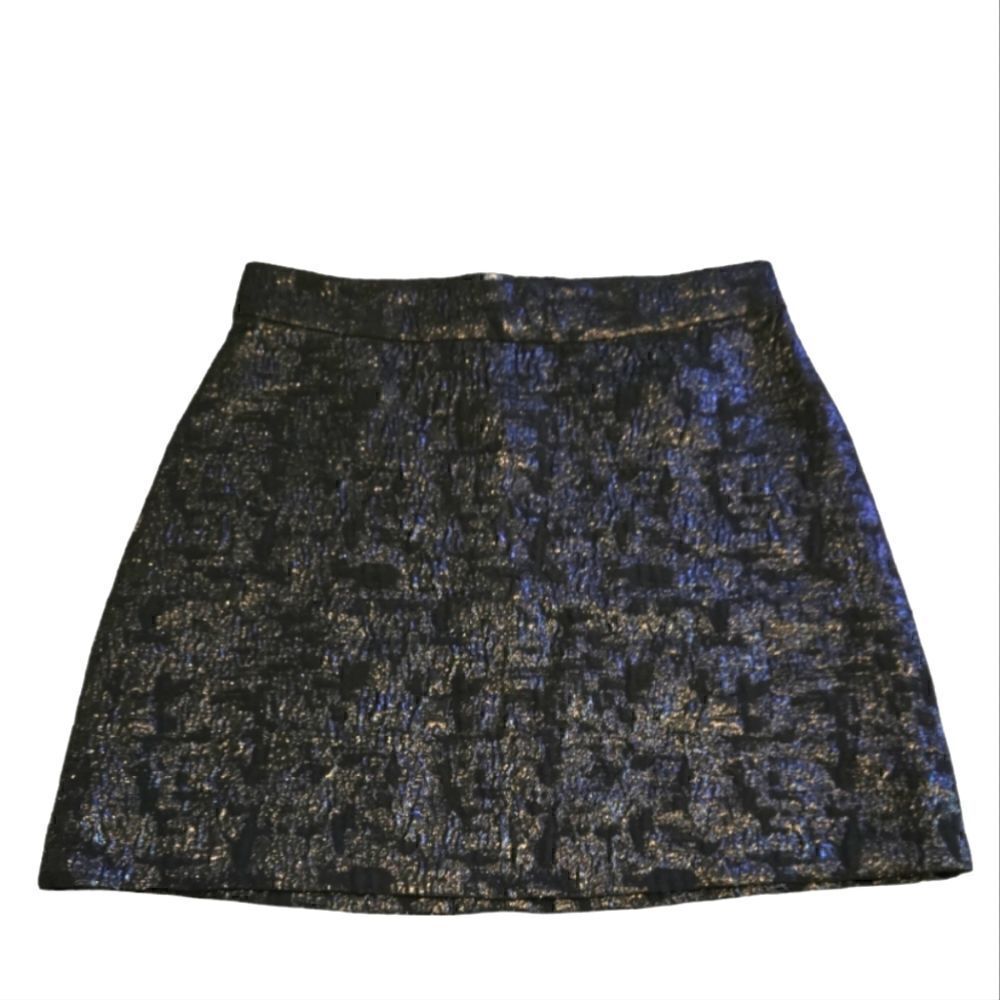 NWT H&M BLACK METALIC A-LINE MINI SKIRT SZ.6